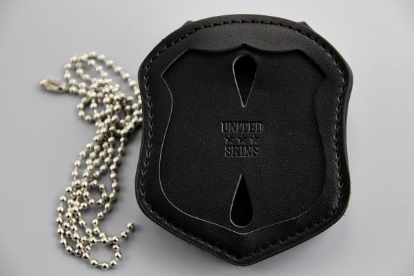 送料無料★NYPD ニューヨーク市警察 OFFICER カットアウト レザーホルダー ベルトクリップ付 ポリスバッジ LAPD Police バッチ R1161 ▽