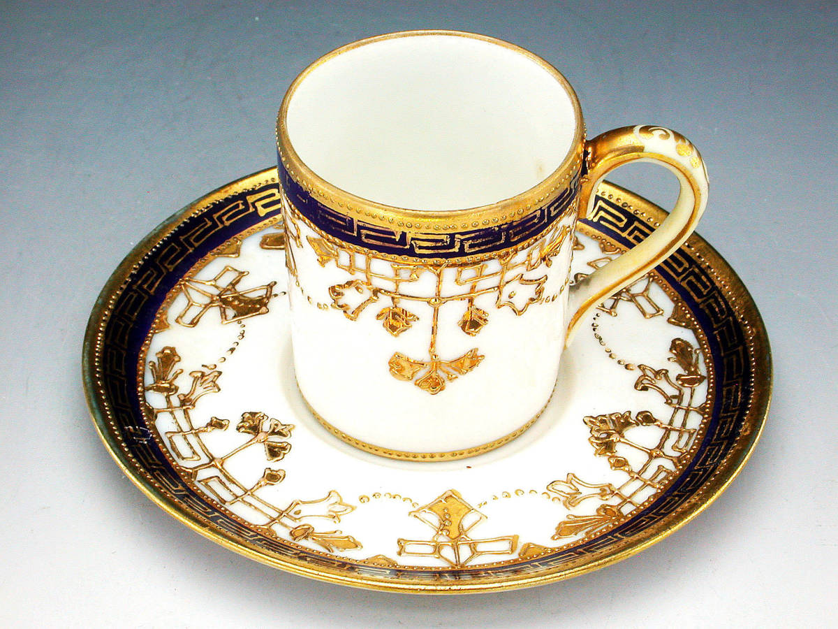 オールドノリタケ銘品!! 金彩藍帯薔薇図紋 キャビネットカップ