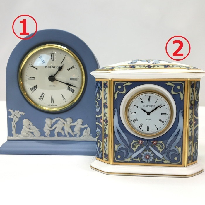 ウェッジウッド WEDGWOOD 置き時計 オブジェ ブルー 陶器製 クォーツ 2