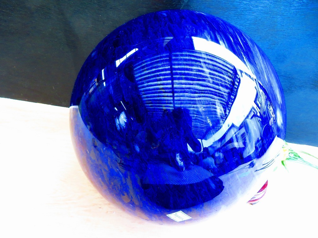 215mm 13530g超綺麗水晶丸玉B91B1/423B25C 絶品超綺麗K9藍水晶丸玉☆台付き超巨大43kg☆350mm☆tr16597C－1