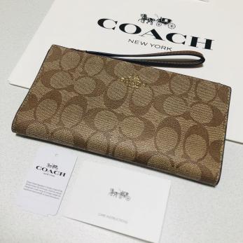 ☆COACH コーチ　長財布　F76580 シグネチャー リストレッド　二つ折り長財布　カーキ　二つ折り財布★