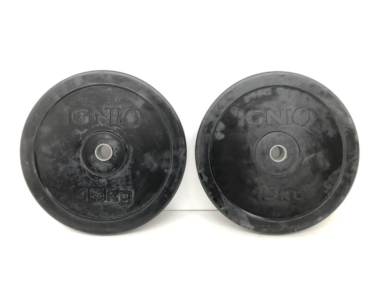 人気SALE，お買い得 000t813/4 IGNIO イグニオ バーベル ラバープレート 15kg&times;2枚(バーベル、ダンベル)｜売買されたオークション情報、yahooの商品情報をアーカイブ公開 - オークファン バーベル、ダンベル