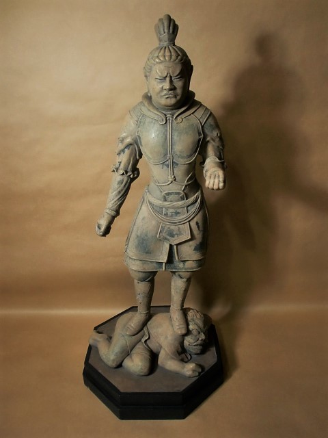 工芸品 仏像木彫り 四天王広目天 木彫 仏像 四天王 多聞天 持国天