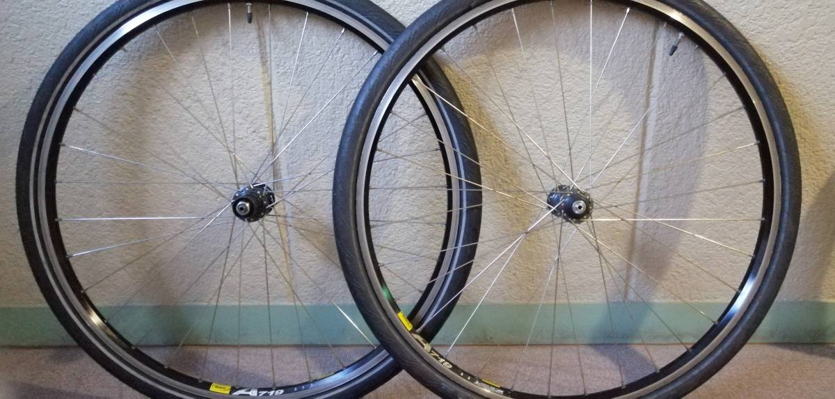 限定セール，セール 走行約100km Mavic A719 32H ホイールセット SHIMANO 105 ULTEGRA ハブ Vittoria ヴィットリア RANDONNEUR HYPER 700&times;35c 付(27インチ、700C)｜売買されたオークション情報、yahooの商品情報をアーカイブ公開 - オ ホイール（完組、手組）