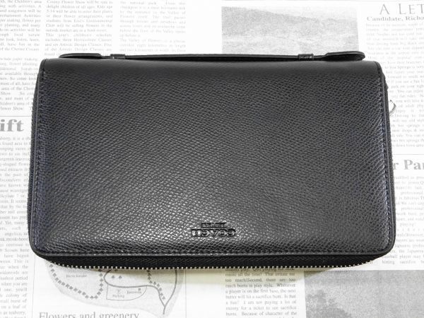 コーチ 長財布 ダブルジップ オーガナイザー ラウンドファスナー 黒 