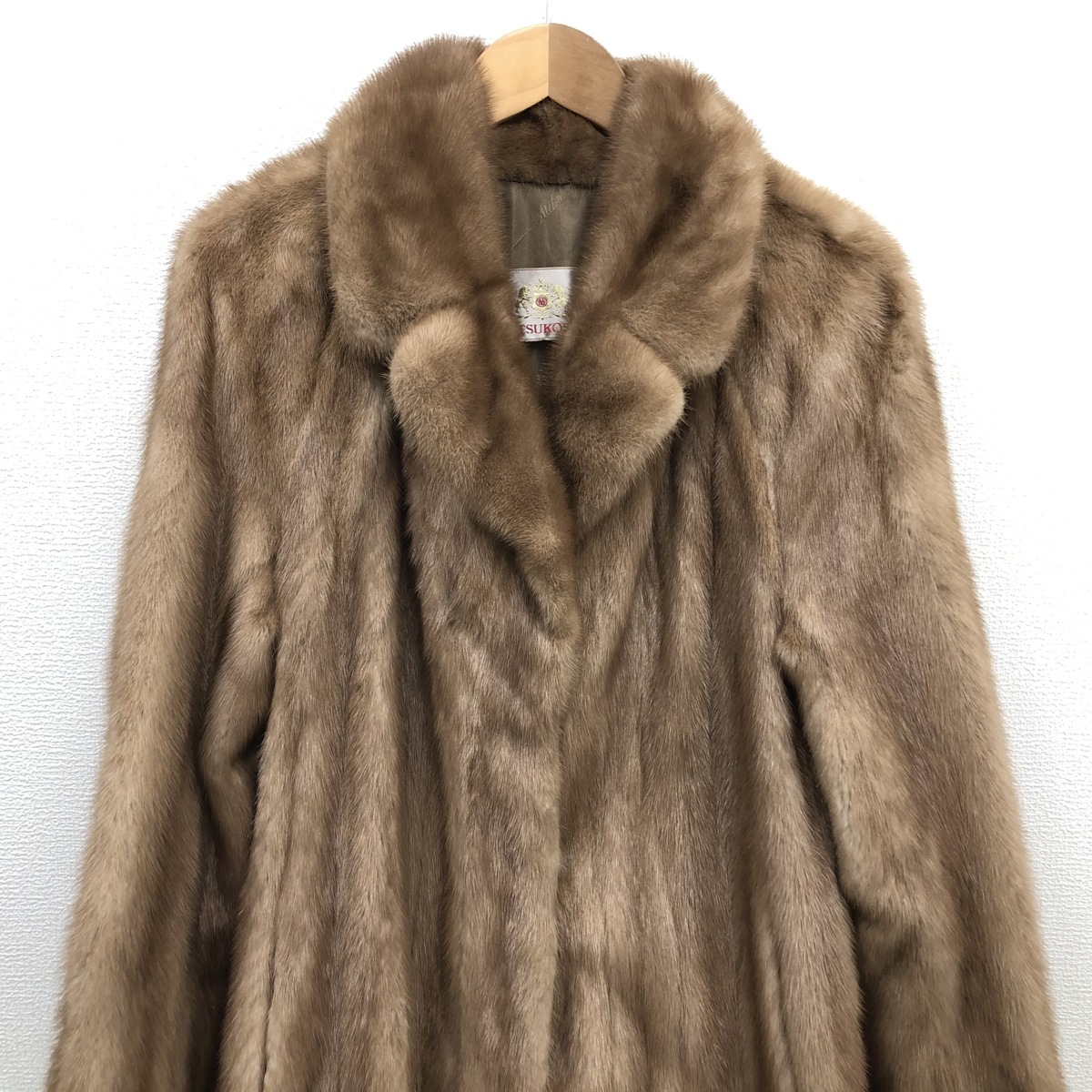 ⑳☆ 三越 ミンク 毛皮 ロングコート 13 レディース ブラウン 