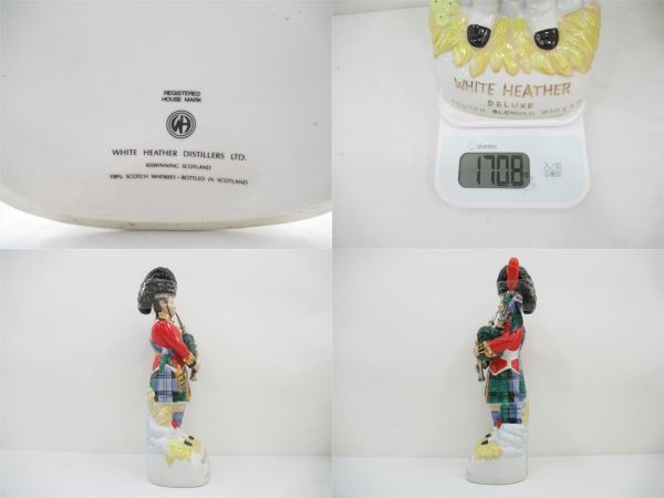 新品，お買い得 古酒 WHITE HEATHER ホワイトヘザー デラックス SCOTCH WHISKY スコッチ ブレンデッド ウイスキー バグパイパー 陶器 43% 未開栓 B922A-M