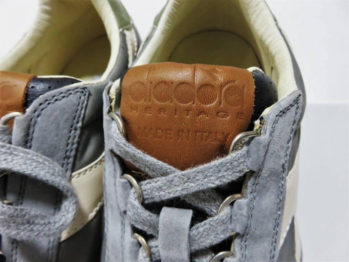 定価3.1万 イタリア製 新品 diadora HERITAGE EQUIPE ITA 26.5 グレー 