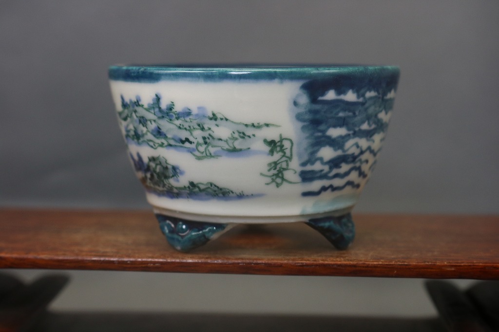 盆栽鉢 陶翠庵 陶 長辺 約11.8cm 本店 陶翠庵 盆栽鉢【陶