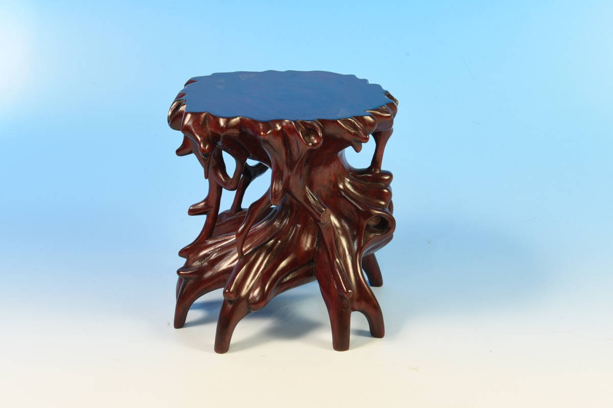香炉台 盆栽台 古美術品 唐木 中国古玩 根卓 天然彫 花台(木工、