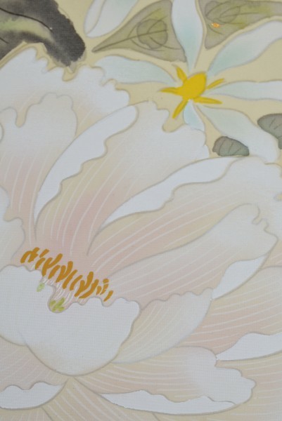 M4014 金武翠輝「名花十友」絹本 共箱 真筆肉筆 二重箱