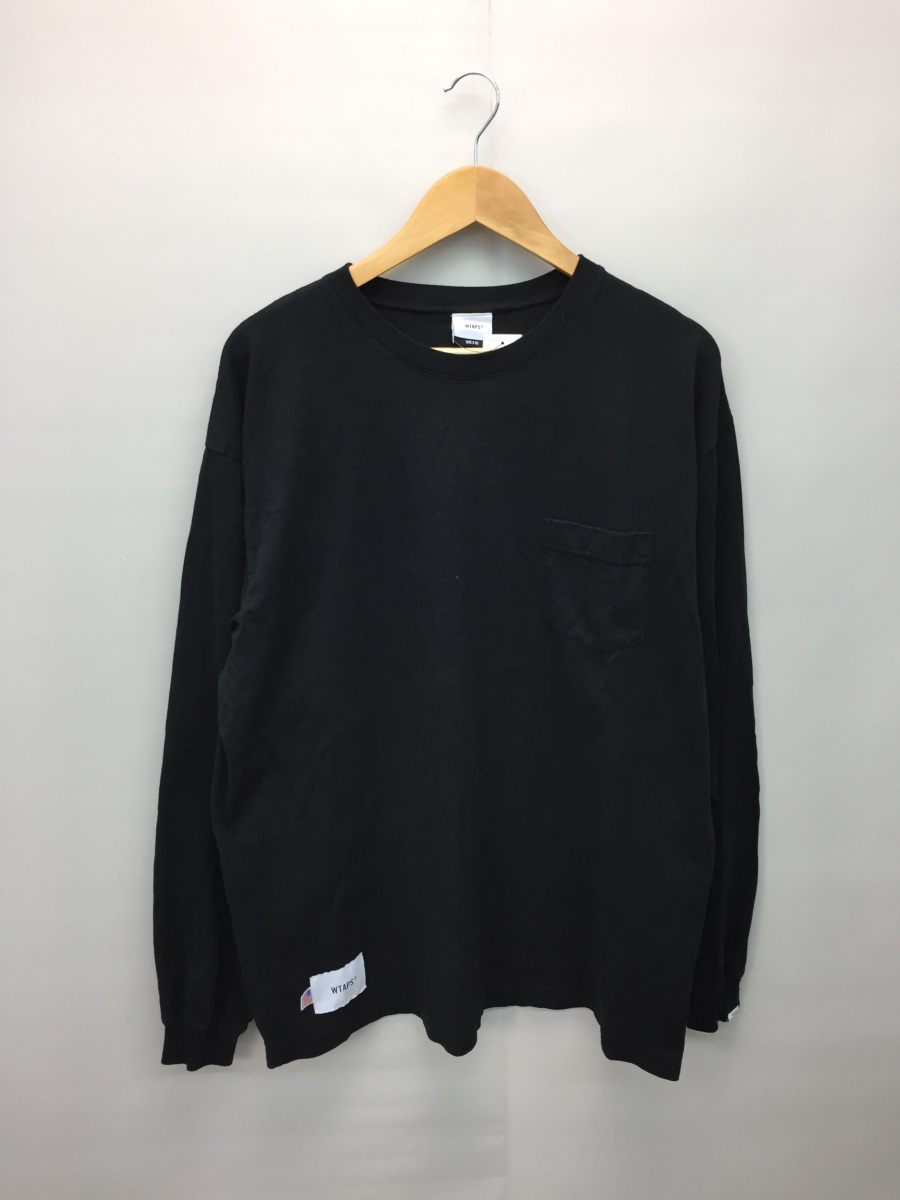 WTAPS◇長袖Tシャツ/3/コットン/BLK/無地/20SS/BLANK LS 02 USA wtaps