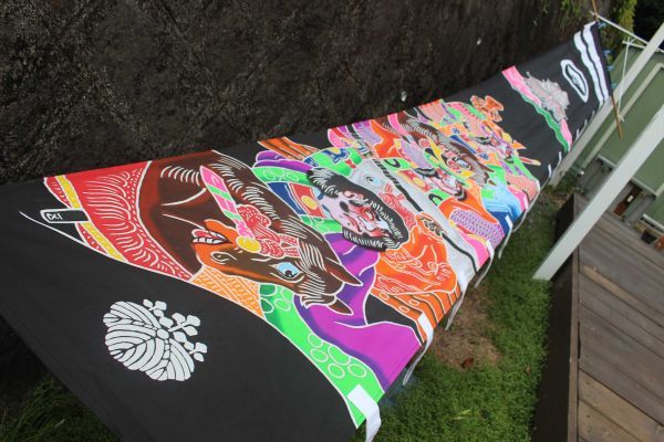 ①古布|リメイク素材|武者絵幟のぼり|節句のぼり|のぼり旗|新品未使用
