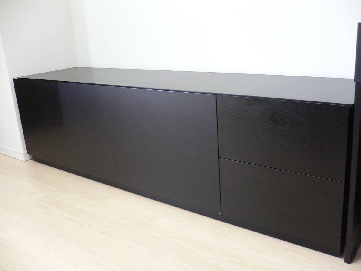 送料無料，定番人気 国産オーダー高級品 約18万円 オーク材 W200cm ワイドタイプ ローキャビネット 艶消しブラック 北欧スタイル シンプル モダン(幅180cm以上)｜売買されたオークション情報、yahooの商品情報をア ロータイプ（高さ60cm未満）