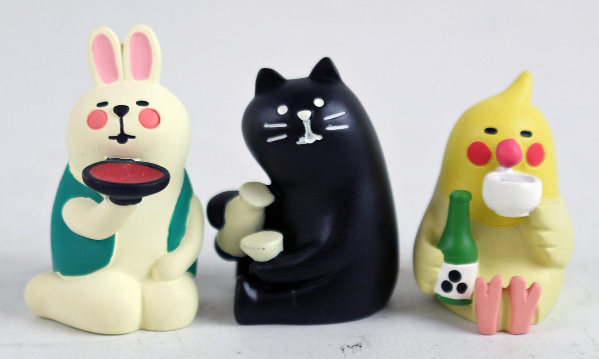 ☆中古品☆『concombre 日本酒×動物 3点セット』 Decole/デコレ ウサギ 