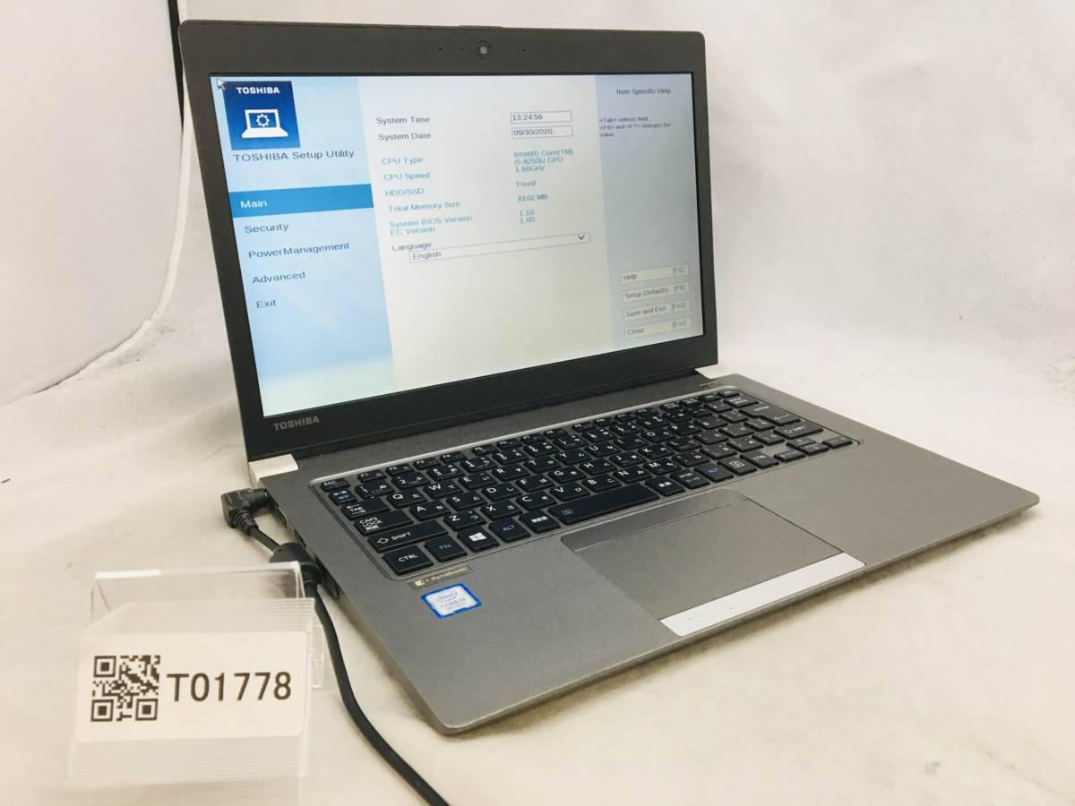ジャンク/TOSHIBA R63/H/Core i5 8250U 1.60GHz/8GB/13.3インチ/大容量