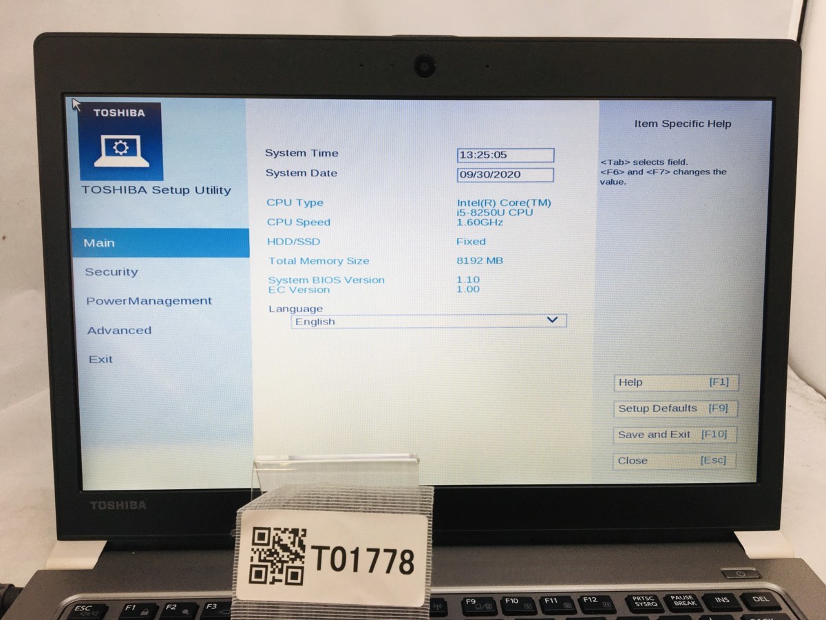 ジャンク/TOSHIBA R63/H/Core i5 8250U 1.60GHz/8GB/13.3インチ/大容量