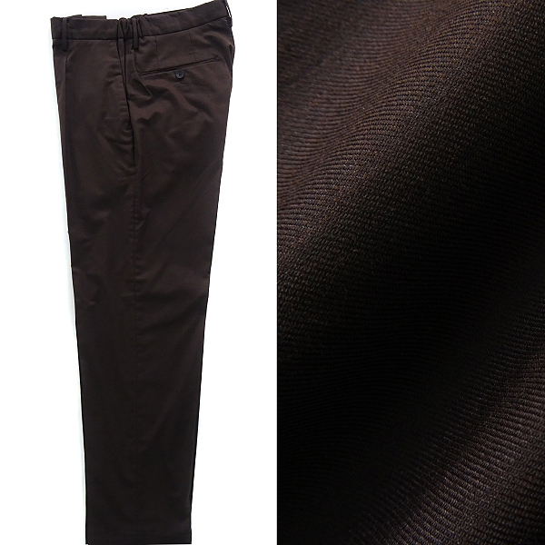 新品 定価2万 23区オム 秋春 コットン ツイル サージ ストレッチ パンツ 52(XL以上) 茶 【P21715】 23区HOMME アンクル 九分丈 メンズ