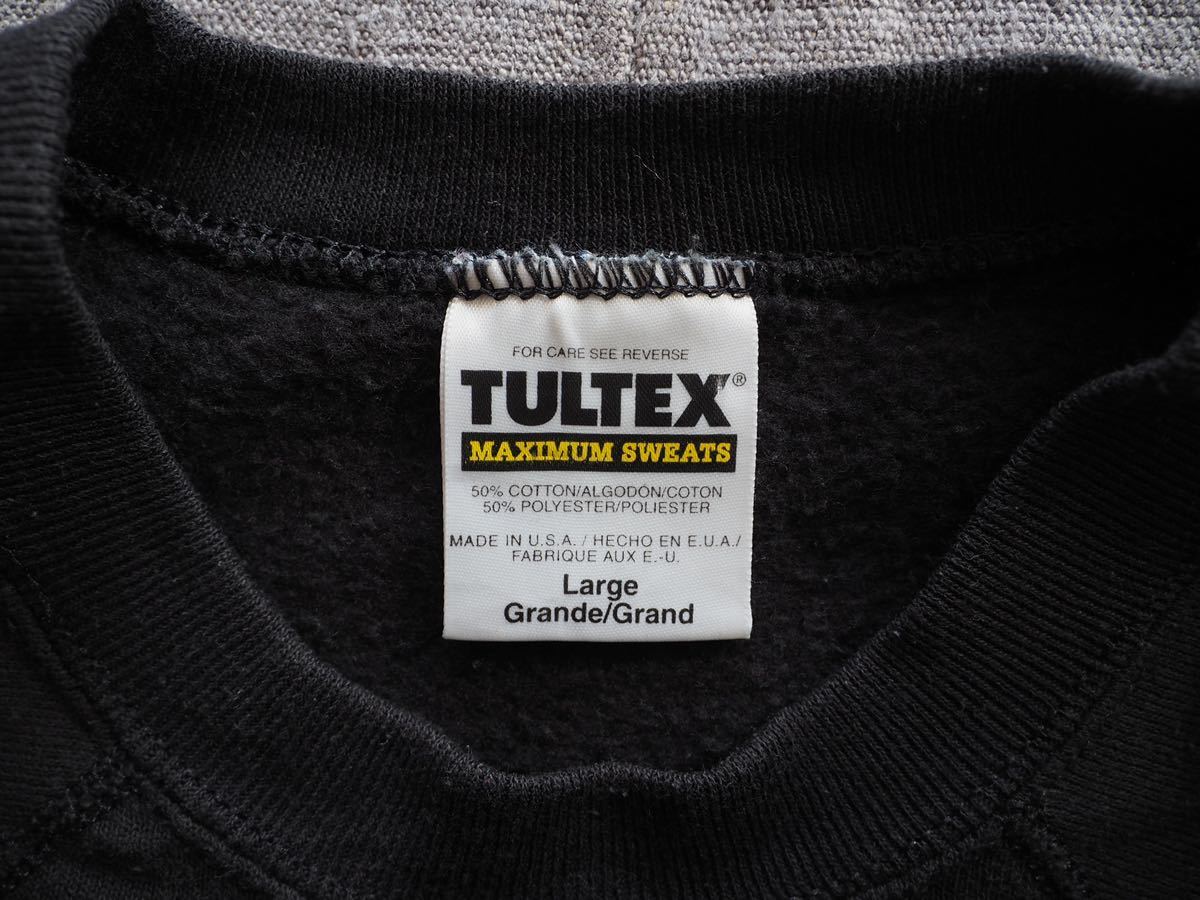90s USA製 Tultex スウェット L ブラック クルーネック アメリカ製 黒 