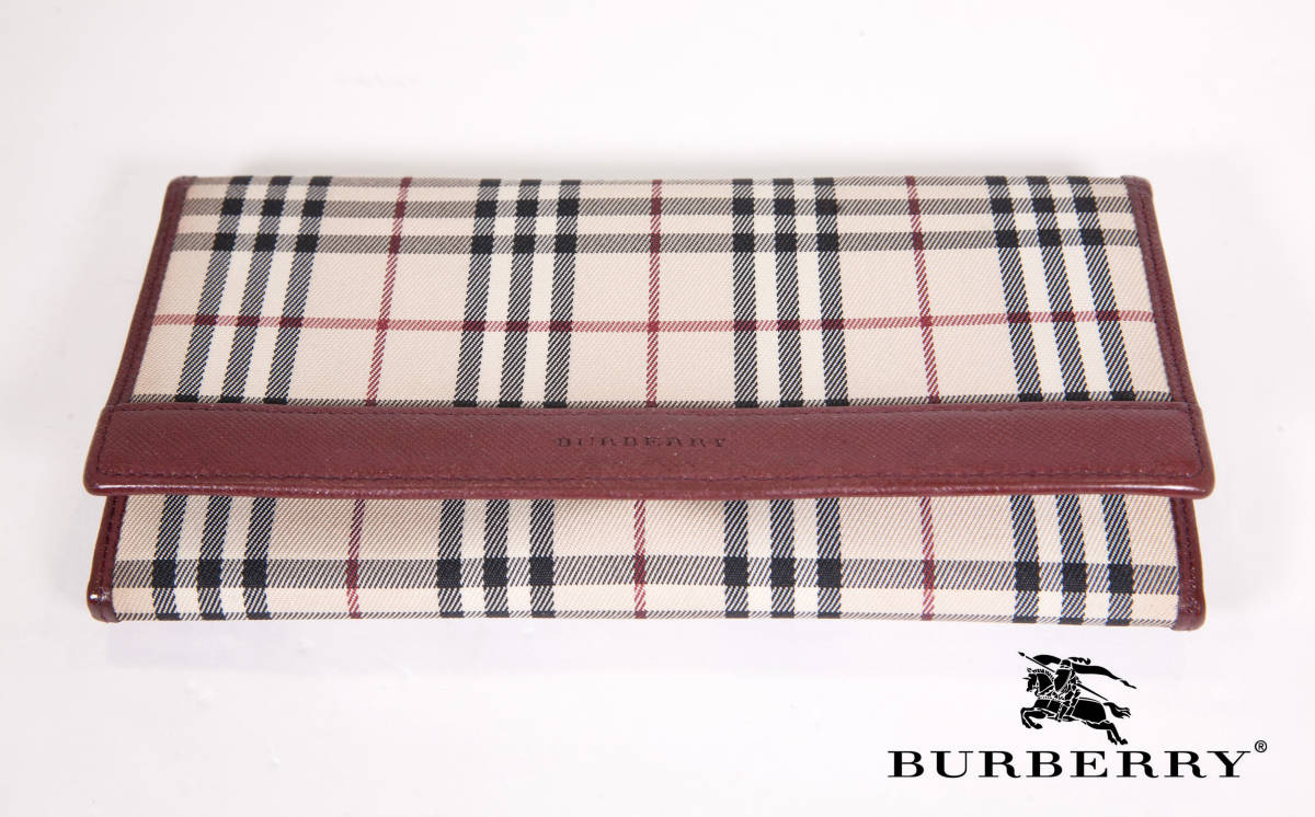 バーバリー 長財布 ノバチェック BURBERRY レザー 二つ折り PVC レザー