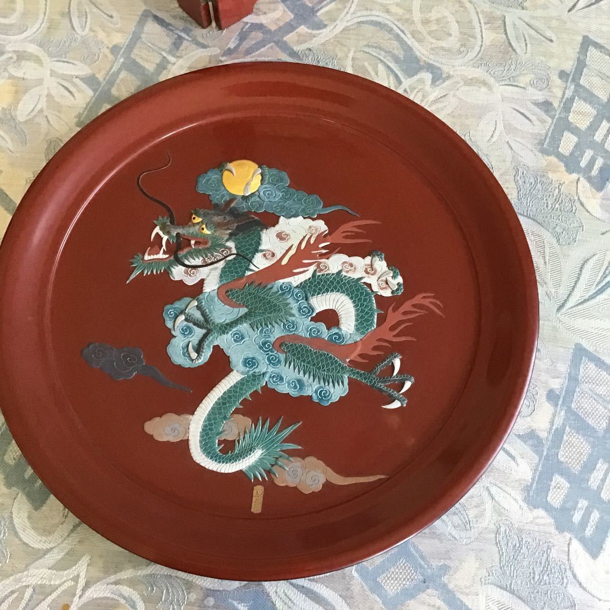 伝統工芸 琉球漆器 飾り皿 龍 共箱付(盆)｜売買されたオークション情報 