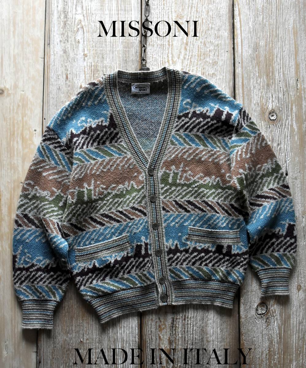 【2025，最新作】 イタリア製 ミッソーニ MISSONI 幾何学模様 ヴィンテージ ウール ニット セーター カーディガン Mサイズ ユーロ メンズ(男性用)｜売買されたオークション情報、yahooの商品情報をアーカイブ公 男性用