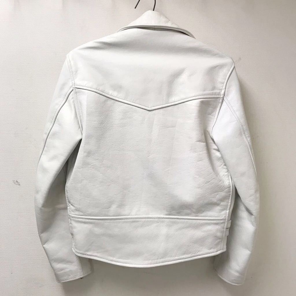 sizeS 白 HORN WORKS 本革 レザー ライダース ジャケット UK タイプ
