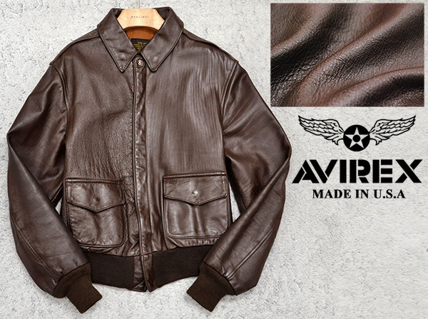 希少！美品 アメリカ製 アヴィレックス AVIREX 馬革「A-2」1940s復刻