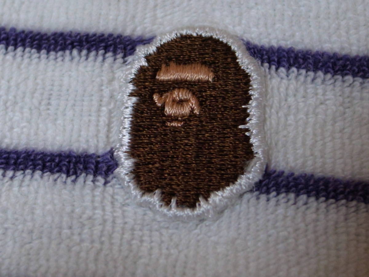 ☆A BATHING APE☆ボーダー ポロシャツ☆ホワイト☆タオル地☆M☆BAPE