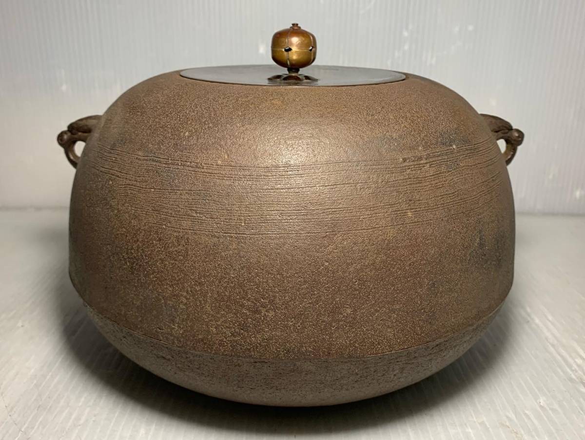 佐藤浄清 茶道具 Yahoo!オークション 釜師 | 刷毛目地紋 茶釜 姥口平