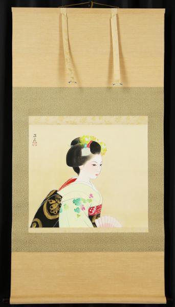 Yahoo!オークション - 額装 日本画 真作保証倉田冨美 美人画 落款 直筆