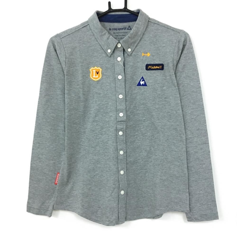 【新品】le coq sportif ルコック 半袖ポロシャツ 杢グレー×ネイビー 吸汗速乾 UVケア レディース M ゴルフウェア coq sportif le ロゴ刺しゅう 切替プリント半袖ポロシャツ(半袖シャツ・ポロシャツ)|Le Aライン