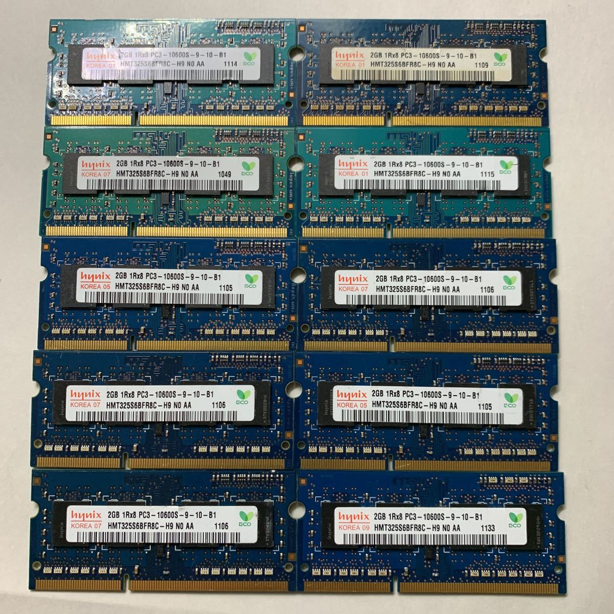 Hynix ノートPC 用メモリDDR3 2GB PC3-10600S 10枚セット hynix 【公式