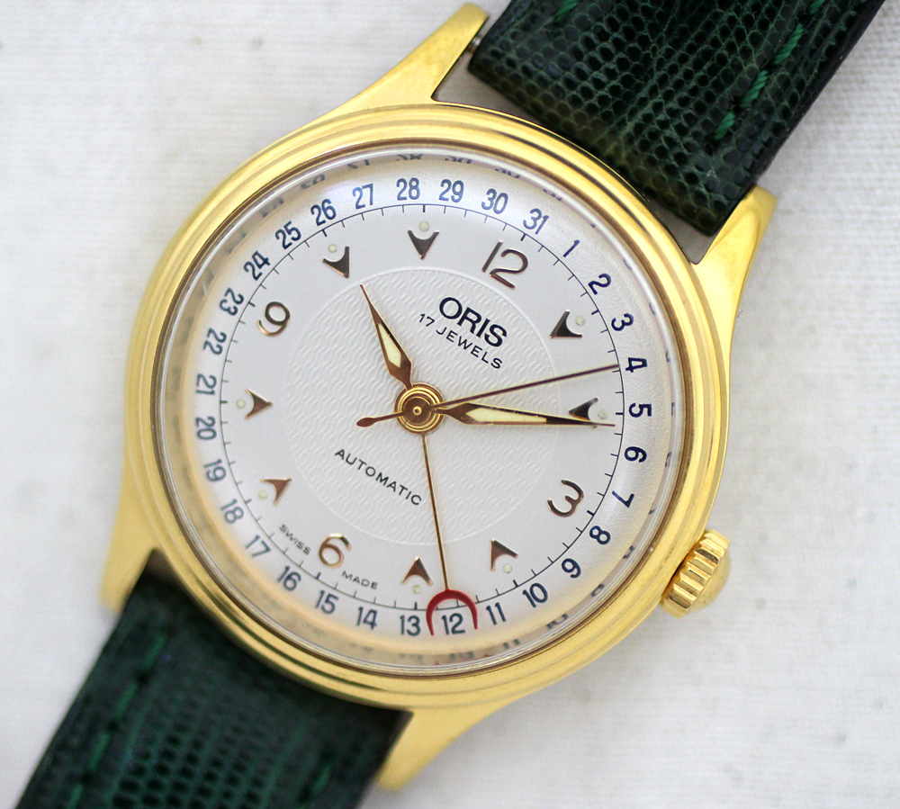 お得，定番 ORIS オリス ポインターデイト 574 7458 自動巻き ボーイズ グリーンベルト 箱付(オリス)｜売買されたオークション情報、yahooの商品情報をアーカイブ公開 - オークファン オリス