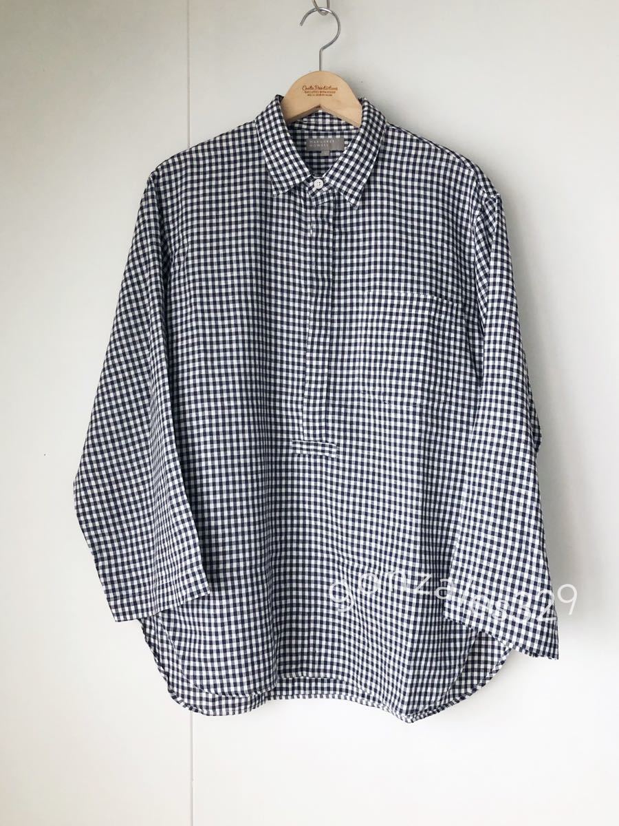 美品/送料無料】マーガレットハウエル リネン チェックシャツ Mens:L 