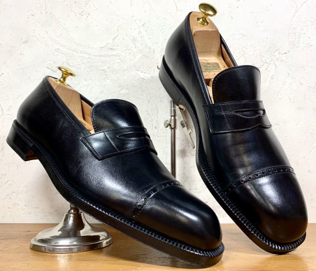 【1.2回使用程度/送料無料】ITALY製 Salvatore Ferragamo/フェラガモ コインローファー 71/2EE 25.5cm相応 黒 ペニー