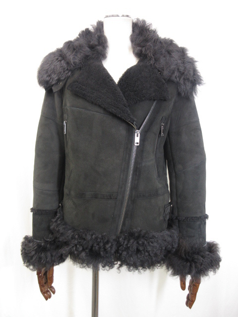 大人気，セール HH 極 ディーゼル DIESEL 肉厚 ムートンレザー ダブルライダース ジャケット ブルゾン レディース sizeXS ブラック 3HR921(ジャンパー、ブルゾン)｜売買されたオークション情報、yahooの商品情報を 女性用