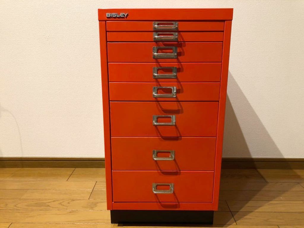 ビスレー BISLEY スチールキャビネット 引き出し8段 A3サイズ収納 赤 ②