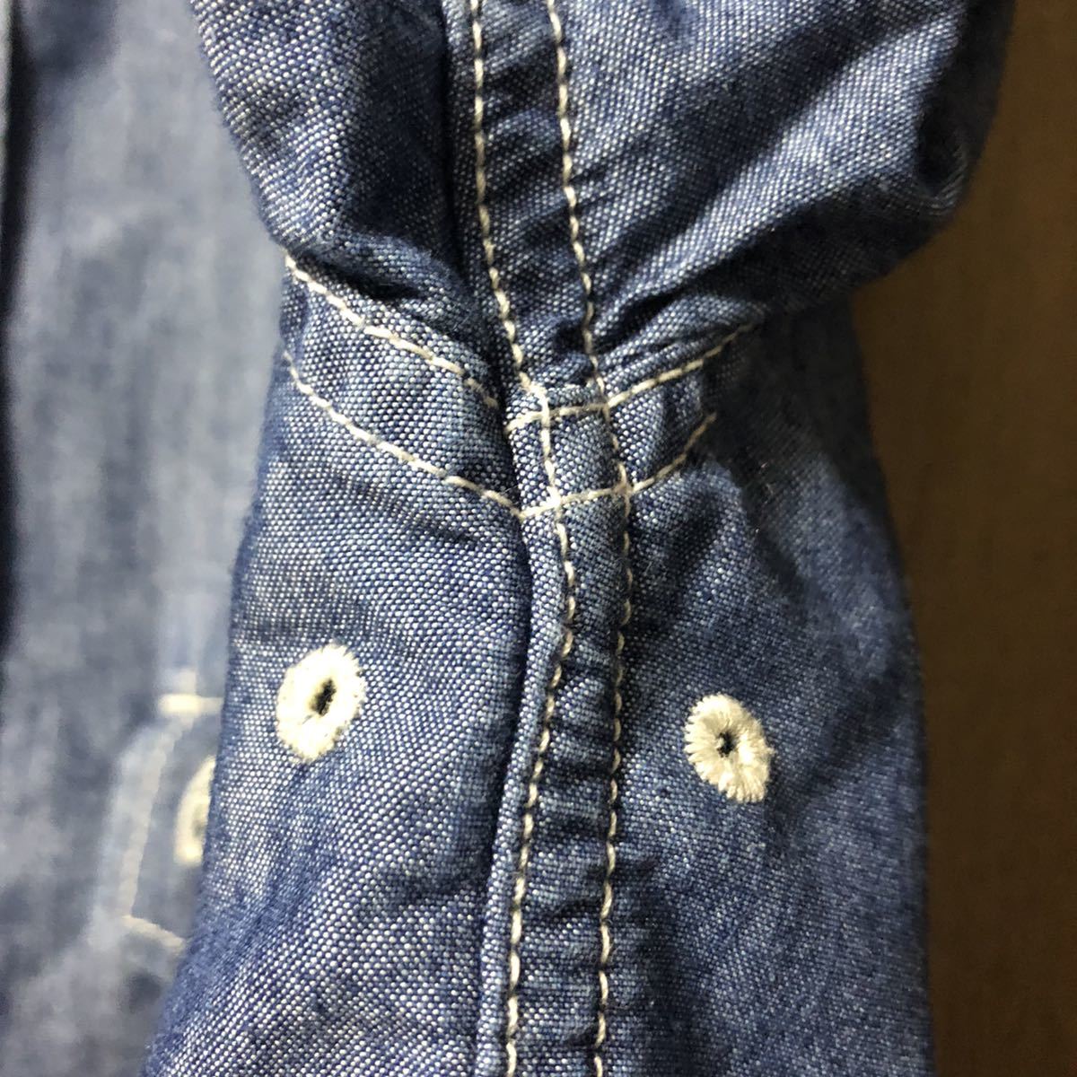 ☆and wander dungaree short sleeve shirt ブルー 4 アンドワンダー 