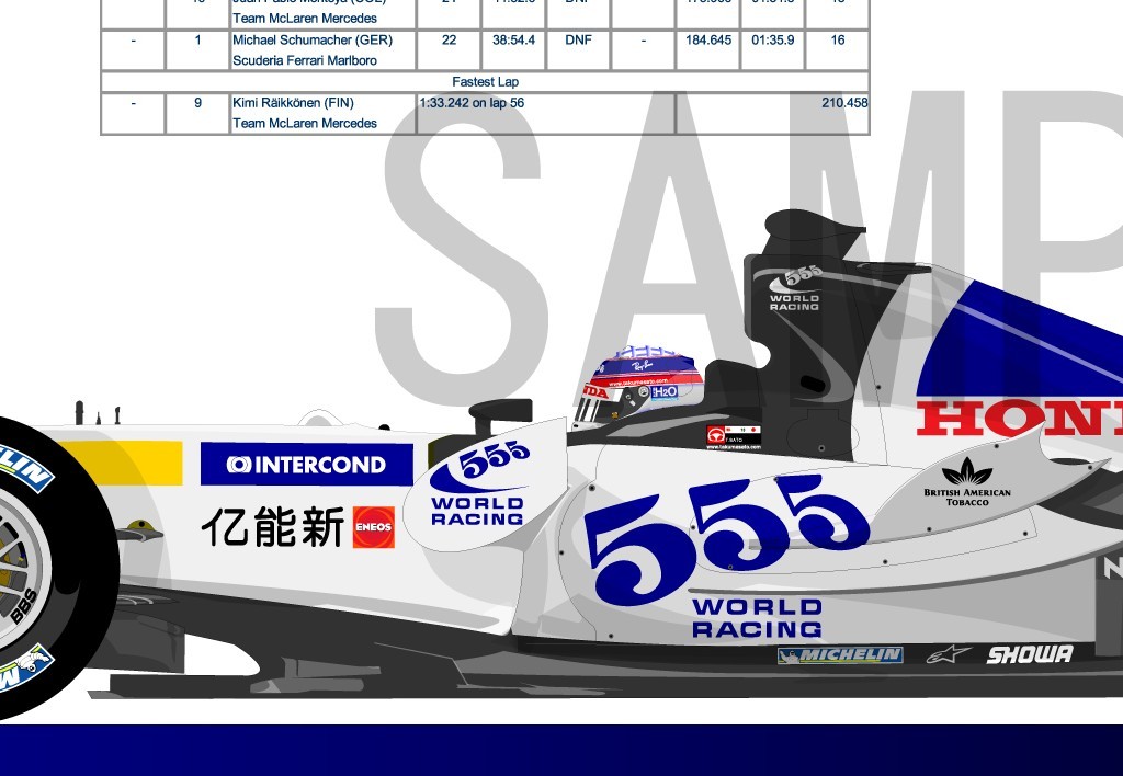 琢磨 Barラストラン F1イラスト 05中国gp Bar007 F1 売買されたオークション情報 Yahooの商品情報をアーカイブ公開 オークファン Aucfan Com