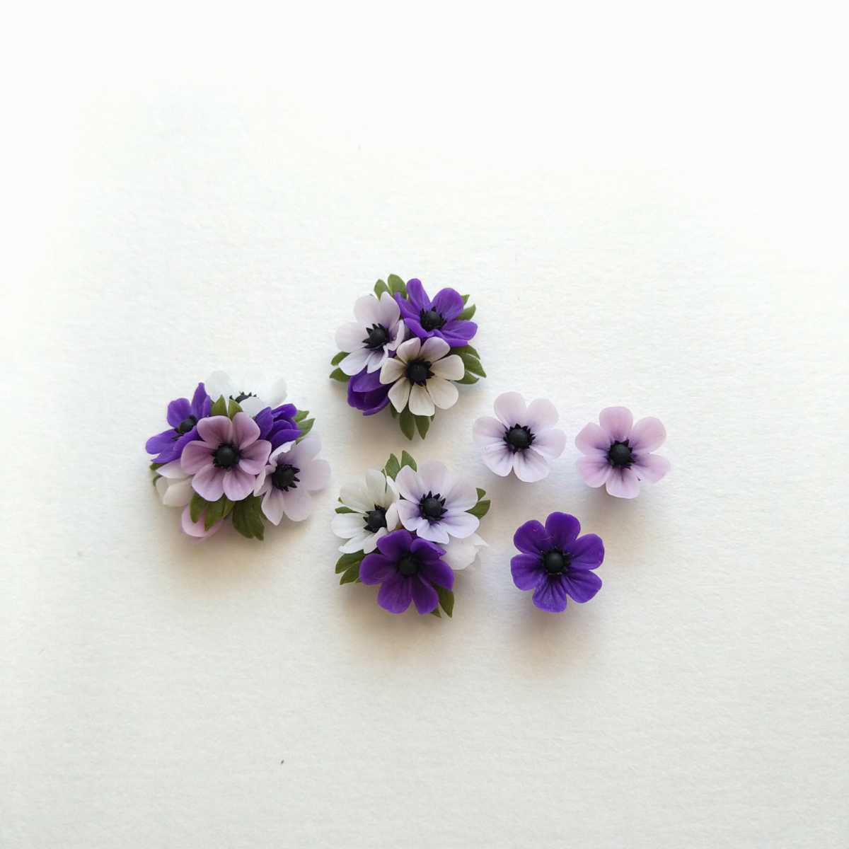樹脂粘土 ブーケ アネモネ 紫 完成品 売買されたオークション情報 Yahooの商品情報をアーカイブ公開 オークファン Aucfan Com