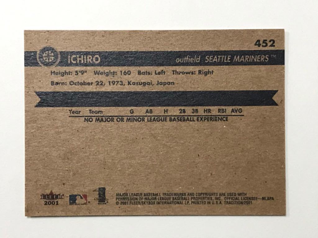 2001 FLEER イチロー ルーキーカード 0 Fleer Legacy☆Ichiro⁄イチロー