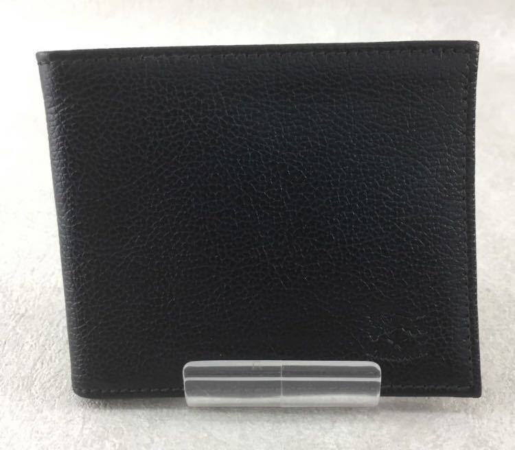 IL BISONTE ☆2つ折り財布☆BLK☆無地☆レザー☆メンズ