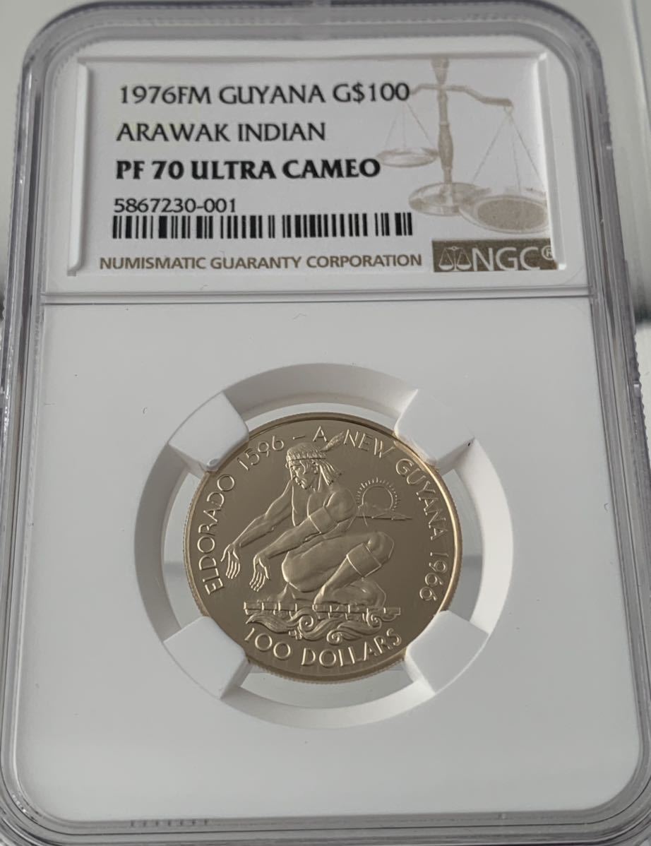 100ドル金貨☆Guyana ガイアナ共和国 1976年度 プルーフコイン