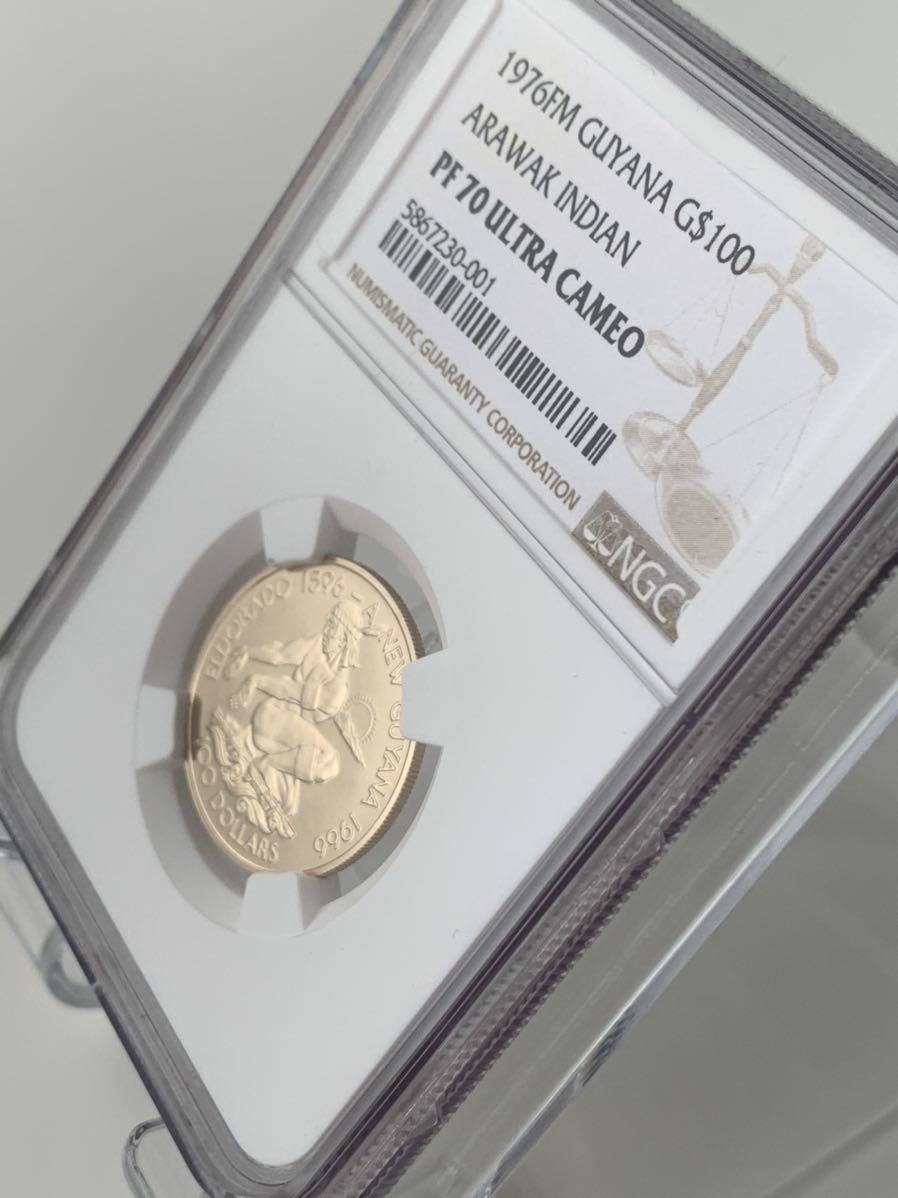 100ドル金貨☆Guyana ガイアナ共和国 1976年度 プルーフコイン