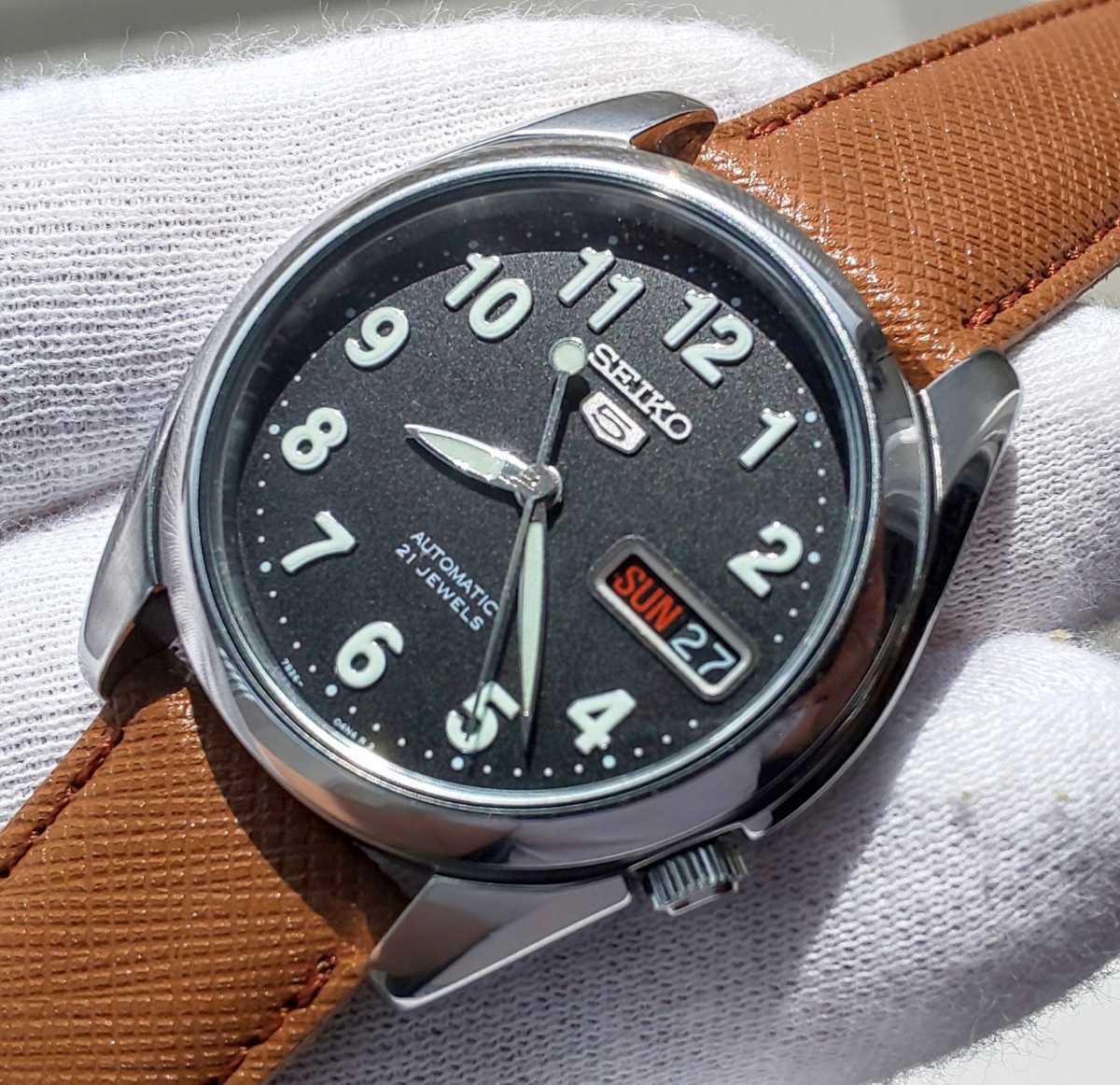 SEIKO 5 セイコーファイブ 7S26-01V0 自動巻き 稼働品 黒文字盤 