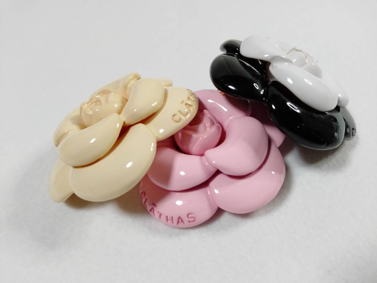 パケ無料】 極美品 CLATHAS クレイサス カメリア フラワー ブローチ3点