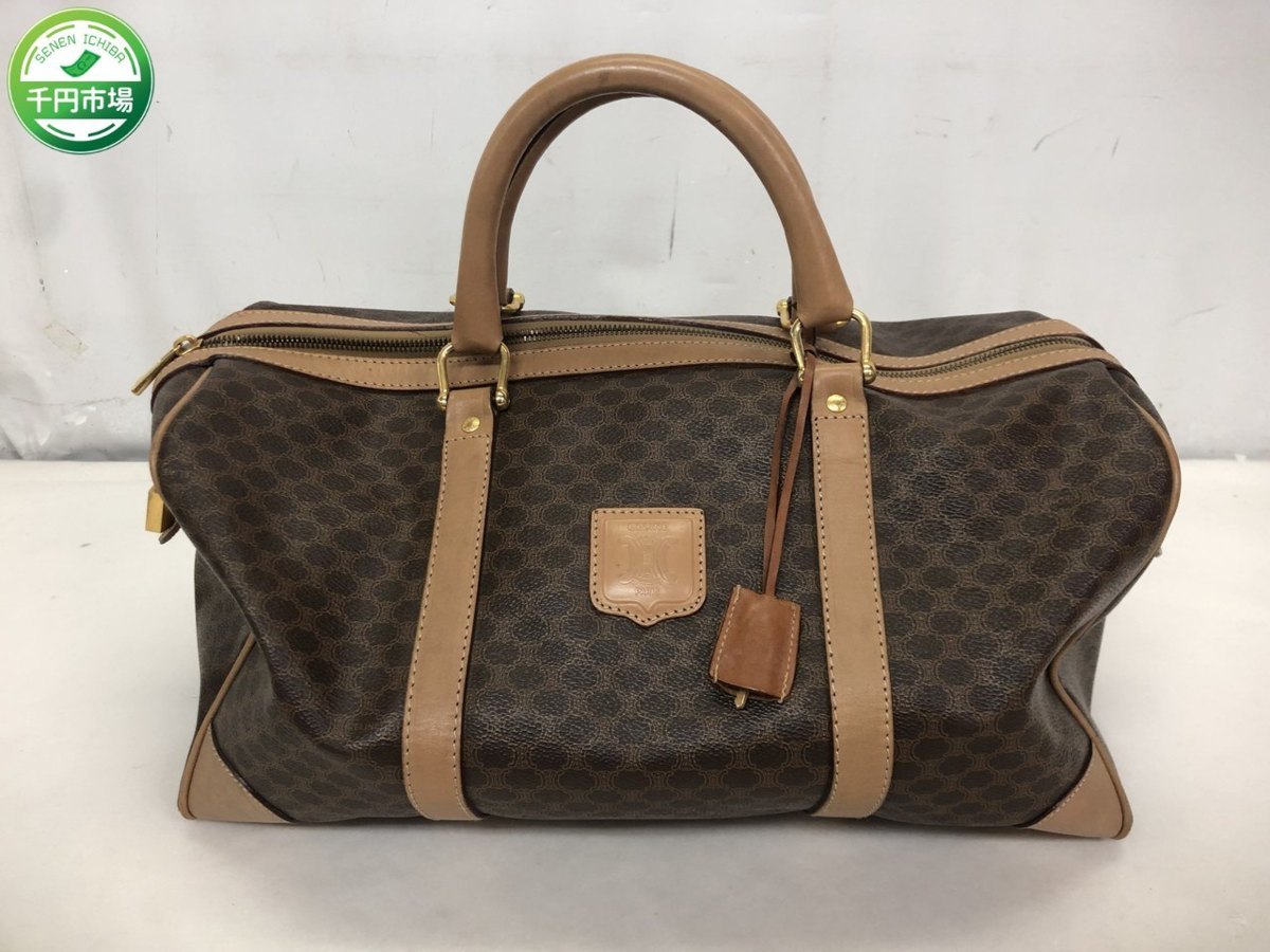 セリーヌ マカダム柄 CELINE ボストンバッグ ハンドバッグ ブラウン 