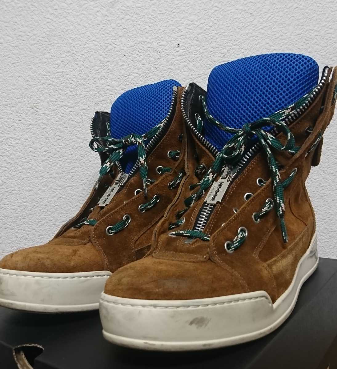 DSQUARED2 ディースクエアード スウェード ハイカット スニーカー ブラウン×ブルー イタリア製