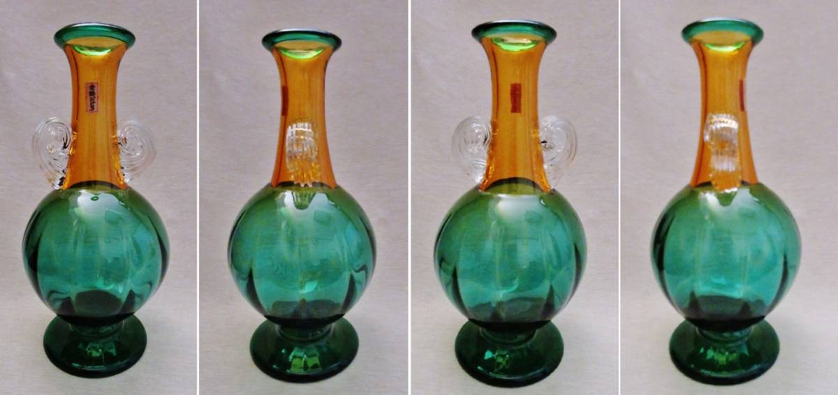 津軽びいどろ【秋村 実】北洋ガラス 花器高さ34cm紙箱、栞付き_3